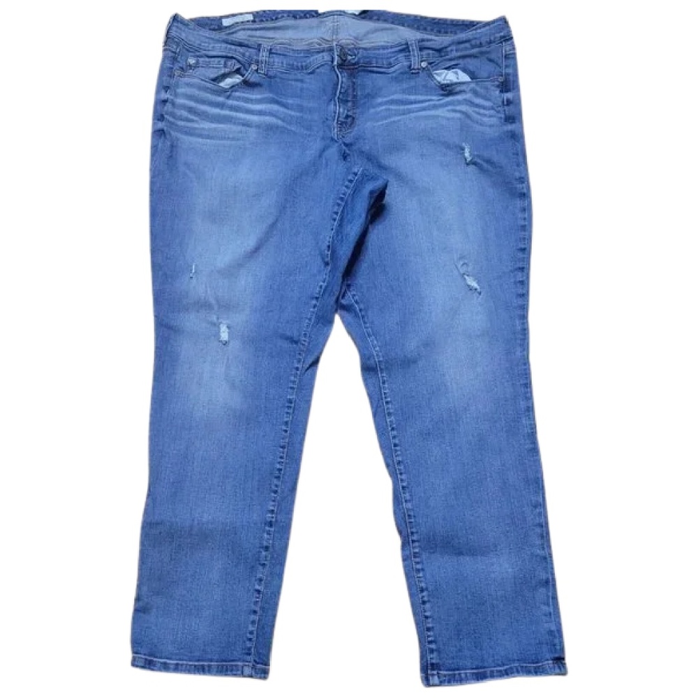 🖤Torrid Boyfriend Blue Jeans Medium Wash Lightly Distressed Plus Size 24 Pocket